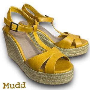 Mudd Yellow Wedge Sandals